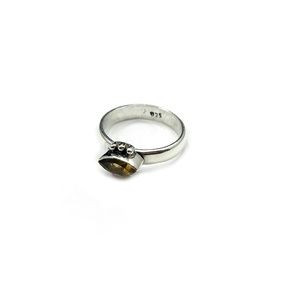 Citrine Bead Detail Sterling SILVER Ring Size 7